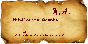 Mihálovits Aranka névjegykártya