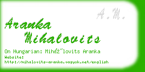 aranka mihalovits business card
